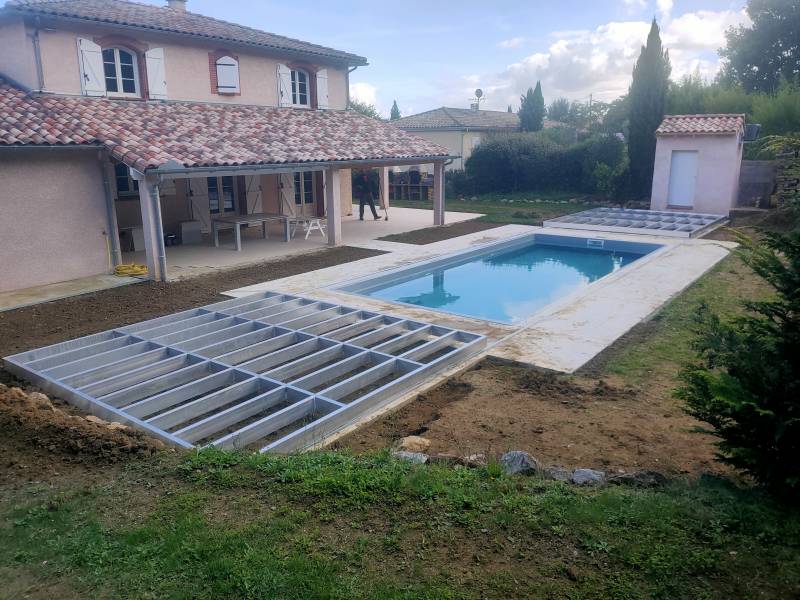 Réalisation d'une terrasse coulissante mobile sur la commune de Merville